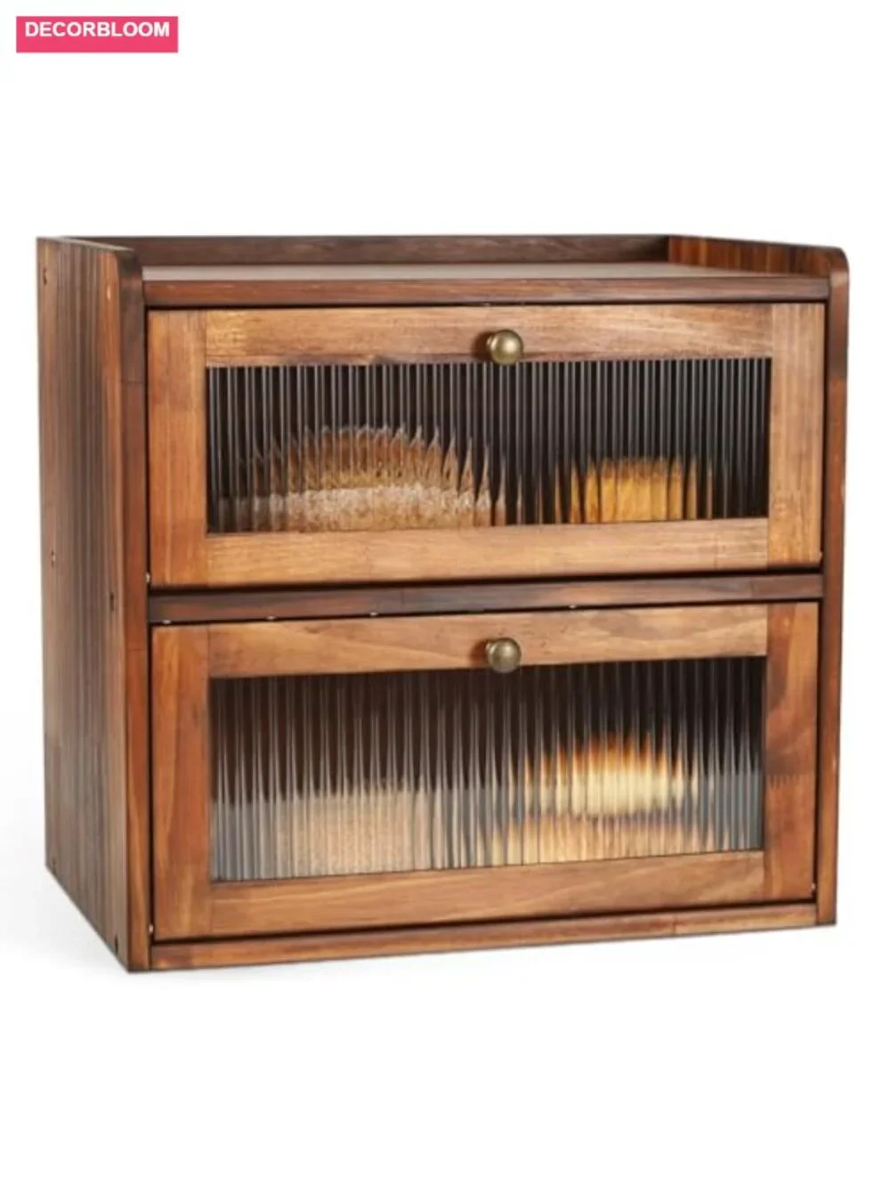 Large Wooden Bread Box for Kitchen Countertop Storage with Acrylic Window